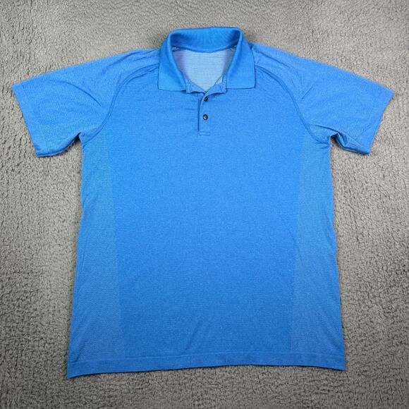 Lululemon Metal Vent Tech Polo Shirt Mens XL Blue Stretch Performance Golf - Picture 2 of 8